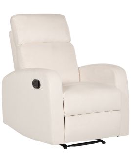 Velvet Manual Recliner Chair White VERDAL