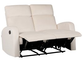 2 Seater Velvet Manual Recliner Sofa White VERDAL