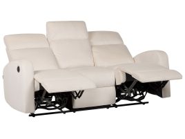 3 Seater Velvet Electric Recliner Sofa White VERDAL
