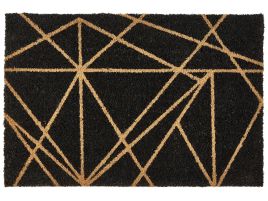 Coir Doormat Geometric Pattern Black KISOKOMA