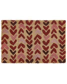 Coir Doormat Heart Motif Natural TIMOLAN