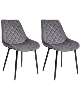 Set of 2 Velvet Dining Chairs Grey MARIBEL