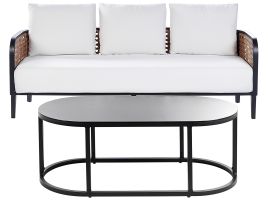 3 Seater Aluminium Garden Sofa Off-White MONTEFALCO