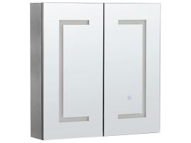 Bathroom Wall Mounted Mirror Cabinet with LED 60 x 60 cm Black MAZARREDO