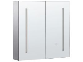 Bathroom Wall Mounted Mirror Cabinet with LED 60 x 60 cm Black CHABUNCO