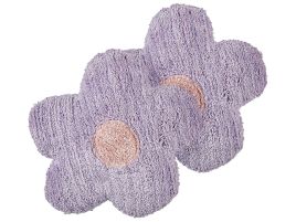 Set of 2 Cotton Kids Flower Cushions 30x30cm Violet