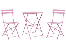 Steel Garden Bistro Set Pink FIORI