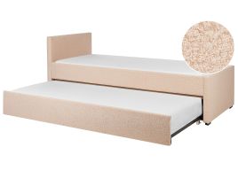 Boucle EU Small Single Trundle Bed Peach Pink MARMANDE