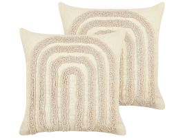 Set of 2 Cotton Tufted Cushions 45x45cm Beige