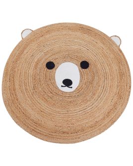 Jute Kids Area Rug Bear 120cm Beige