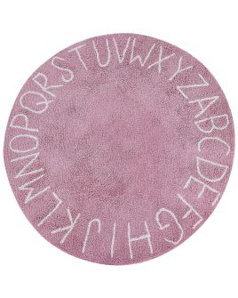 Round Cotton Kids Area Rug 120cm Pink