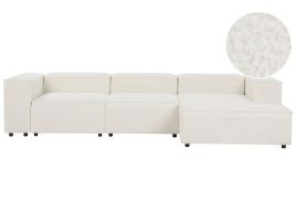 Left Hand 3 Seater Modular Boucle Corner Sofa White APRICA
