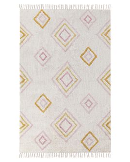 Cotton Area Rug Geometric Pattern 140x200cm Off White
