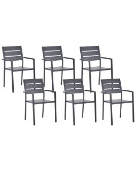 Set of 6 Garden Dining Chairs Black VERNIO