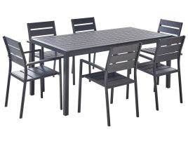 6 Seater Aluminium Garden Dining Set Black VERNIO