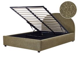 Boucle EU Double Size Ottoman Bed Olive Green VAUCLUSE