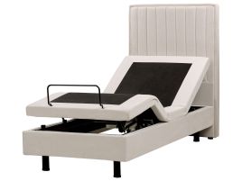 Fabric EU Small Single Adjustable Bed Beige DUKE II