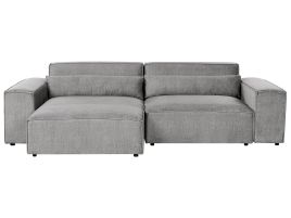 Right Hand 2 Seater Modular Fabric Corner Sofa Grey HELLNAR