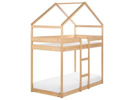 Wooden Kids House Bunk Bed EU Single Size Light LABATUT