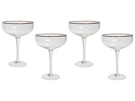 Set of 4 Gold-Rimmed Champagne Saucers 45 cl TOPAZ