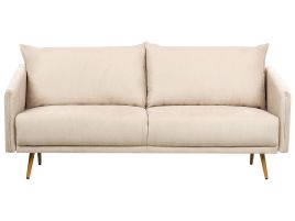 3 Seater Velvet Sofa Beige MAURA