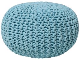 Cotton Knitted Pouffe 40 x 25 cm Light Blue CONRAD