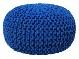 Cotton Knitted Pouffe 40 x 25 cm Navy Blue CONRAD
