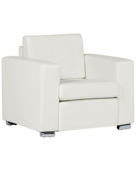 Leather Armchair White HELSINKI