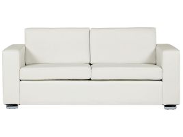 3 Seater Leather Sofa White HELSINKI