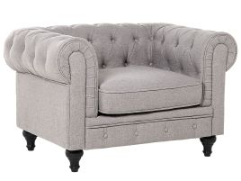 Fabric Armchair Light Grey CHESTERFIELD