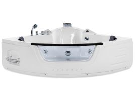 Whirlpool Corner Bath with LED 2140 x 1550 mm White MARTINICA