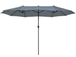 Double Canopy Garden Parasol 2.7 x 4.6 m Dark Grey SIBILLA