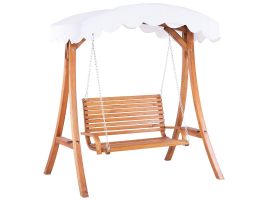 Wooden Garden Swing with Canopy Beige ANDRIA