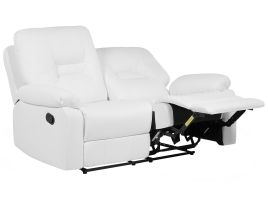 2 Seater Faux Leather Manual Recliner Sofa White BERGEN