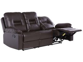 3 Seater Faux Leather Manual Recliner Sofa Brown BERGEN