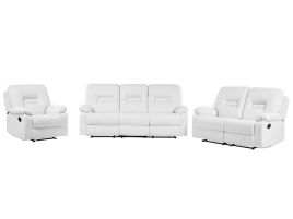Faux Leather Manual Recliner Living Room Set White BERGEN