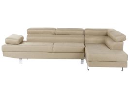 Left Hand Corner Fabric Sofa Beige NORREA