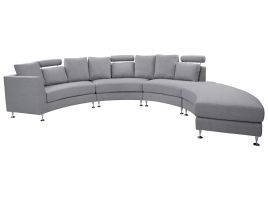 7 Seater Curved Fabric Modular Sofa Light Grey ROTUNDE