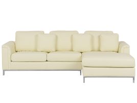 Left Hand Leather Corner Sofa Beige OSLO