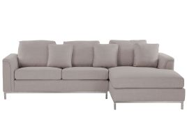 Left Hand Fabric Corner Sofa Beige OSLO
