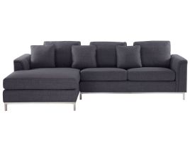 Right Hand Fabric Corner Sofa Grey OSLO