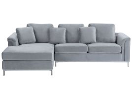 Right Hand Fabric Corner Sofa Light Grey OSLO