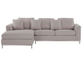 Right Hand Fabric Corner Sofa Beige OSLO