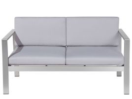 2 Seater Aluminium Garden Sofa Light Grey SALERNO