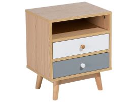 2 Drawer Bedside Table Light Wood