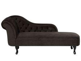 Left Hand Chaise Lounge Velvet Brown NIMES