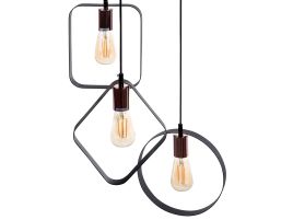 3 Light Metal Pendant Lamp Black VOMANO