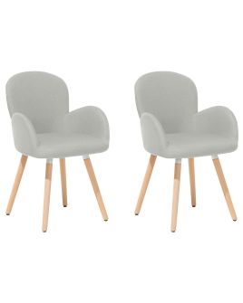 Set of 2 Fabric Dining Chairs Light Grey BROOKVILLE
