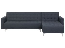 Left Hand Fabric Corner Sofa Dark Grey ABERDEEN