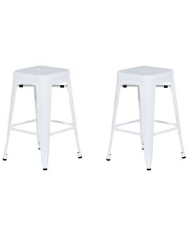 Set of 2 Bar Stools 60 cm White CABRILLO